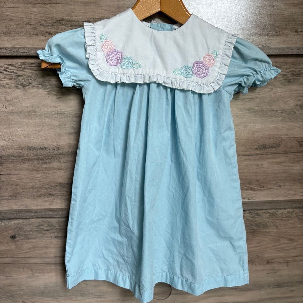Southern Siblings Girls 3T Light Blue Dress Floral Embroidery Pastel Old Money